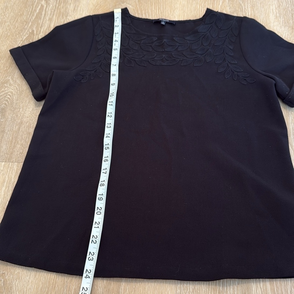 Madewell Black Leaf Embroidered Blouse Womens Size S short sleeve shirt - Picture 7 of 9